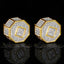 Two-tone Iced Yellow Gold-Plated CZ Earrings (12mm)