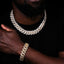 19MM 3Row Prong Cuban Link Necklace + Bracelet Bundle In 18K Gold