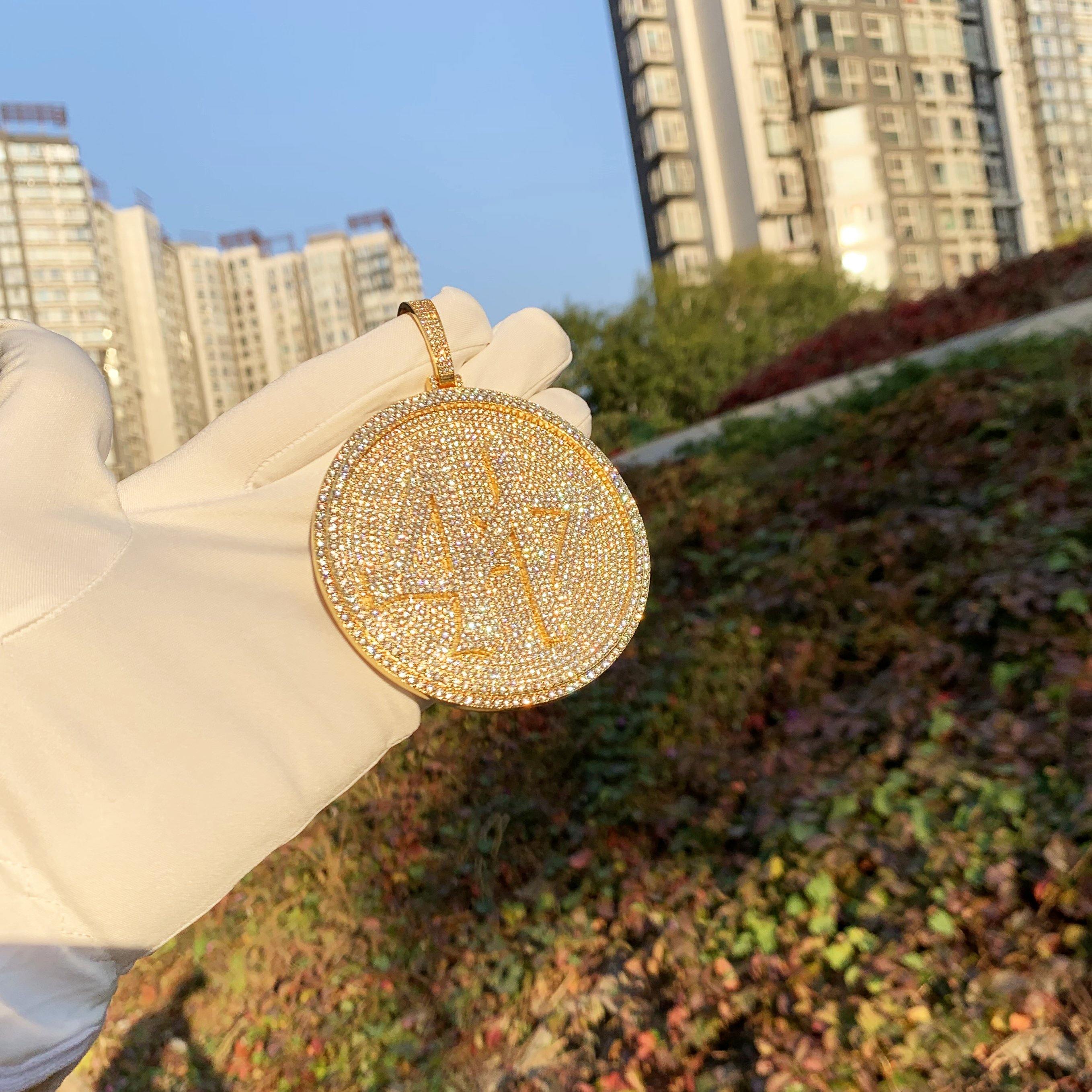 Iced Gold-Plated 3D Big 44 Disc BlingBling Necklace