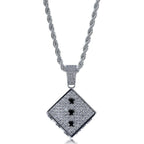 Two-tone CZ Black And White  Dice Pendant Jewelry