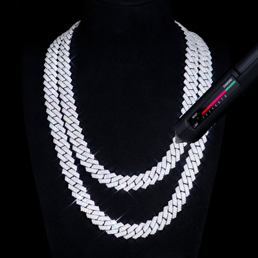VVS Moissanite 12MM Prong Cuban Link Chain