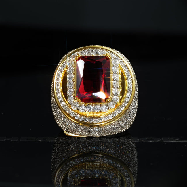 Micro-inlay Ruby Gold-Plated Ring Main Image