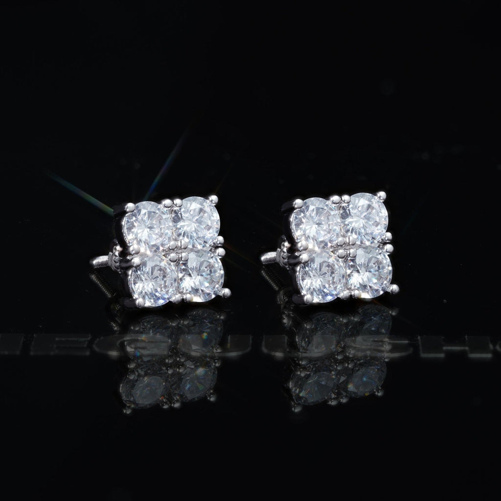 8mm  Iced  CZ   BlingBling Hip Hop Square Wind Hip Hop Stud Earring