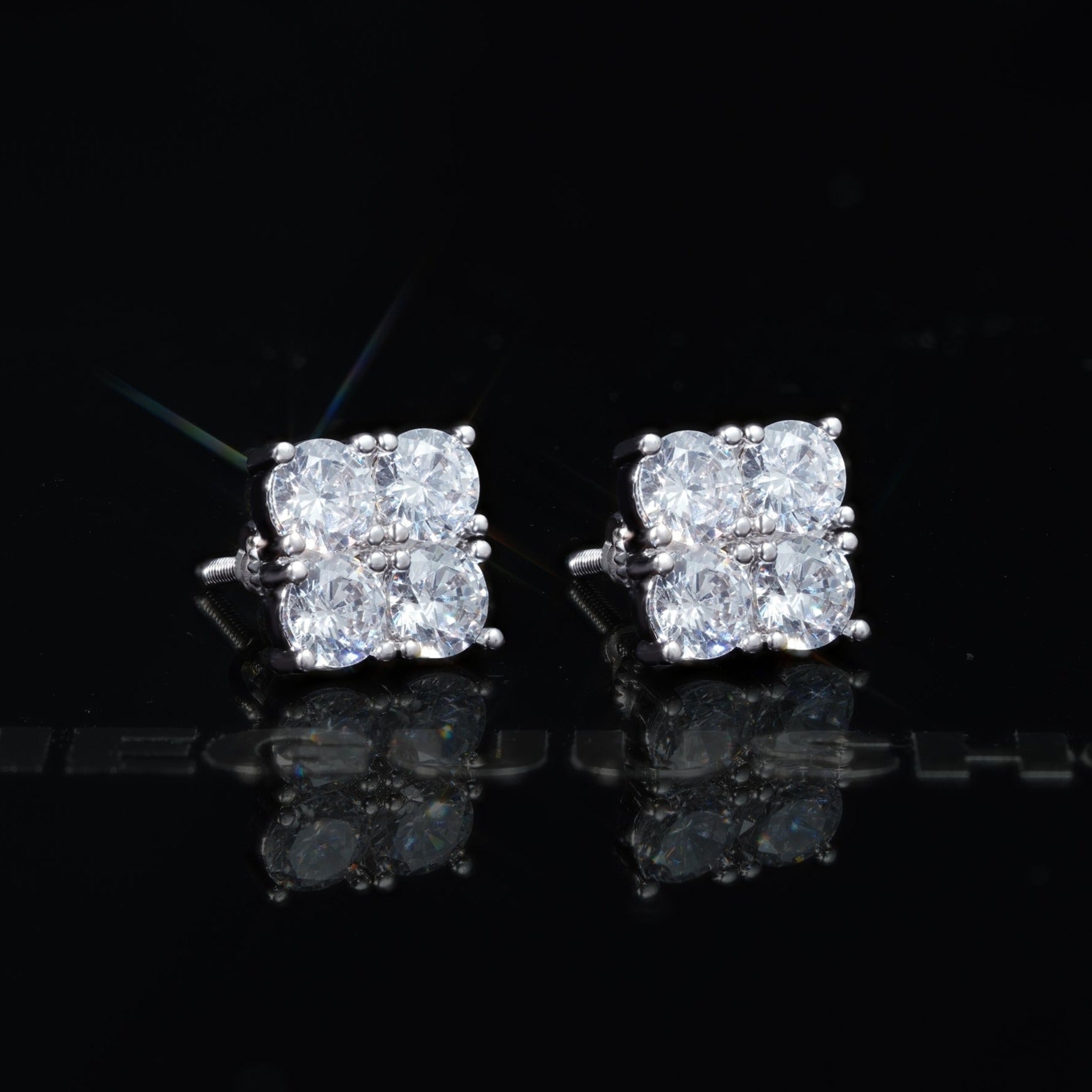 8mm  Iced  CZ   BlingBling Hip Hop Square Wind Hip Hop Stud Earring