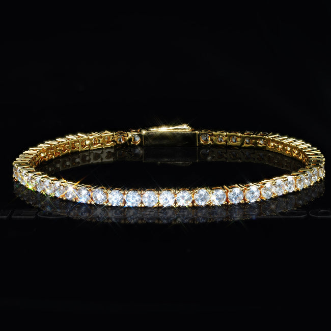 3mm 18K Yellow Gold-Plated AAA CZ Iced Tennis Bracelet Main Image