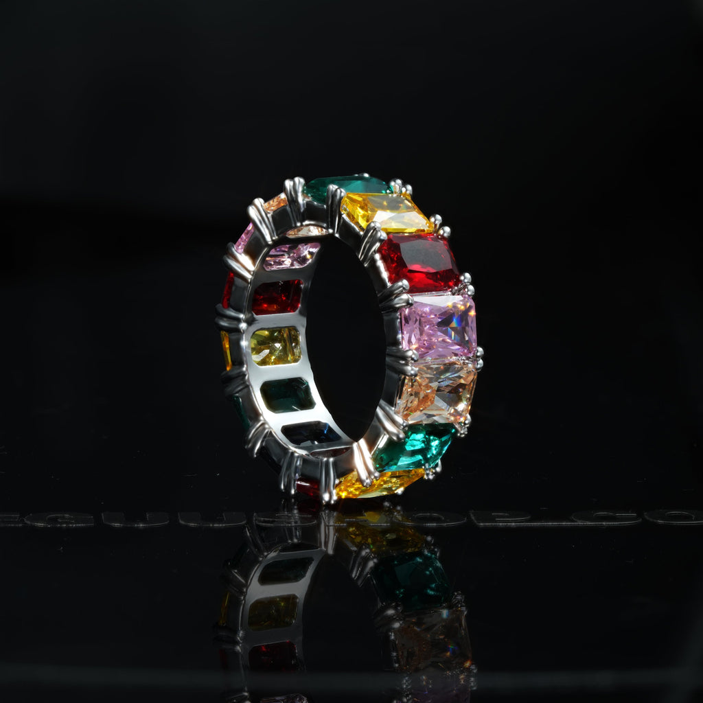 LIMITED STOCK!Gold-Plated  Micro-inlay CZ Rainbow Ring