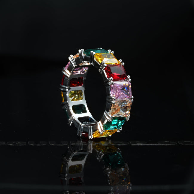 LIMITED STOCK!Gold-Plated  Micro-inlay CZ Rainbow Ring Main Image