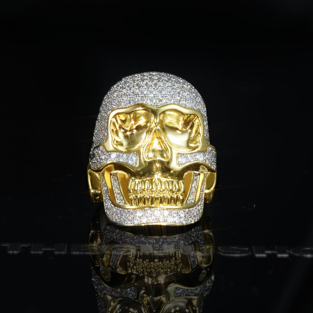 18K Gold-Plated Micro-inlay CZ Human Skeleton Ring