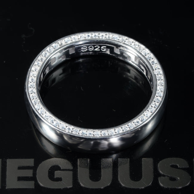 925 Sterling Silver Micro-inlay AAA CZ Glossy Ring Hover Image