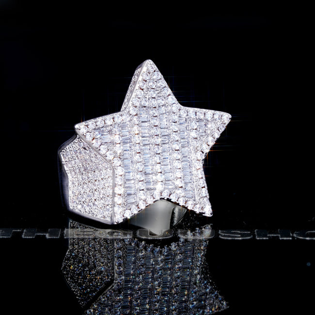 18K Gold-Plated Micro-inlay AAA CZ Pentagram Ring Hover Image