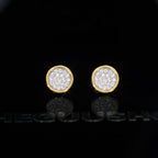 Gold-Plated Micro-inlay CZ  Round Stud Earring