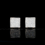 7mm Iced Two-tone Square  CZ  Gold-Plated  Stud Earring