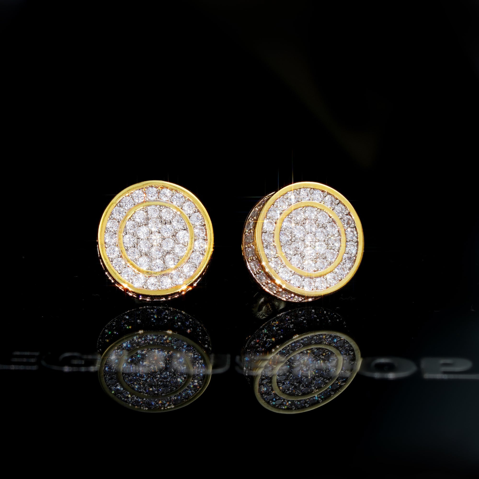 Cubic Zirconia #Cylindrical# Hip-hop Stud Earrings