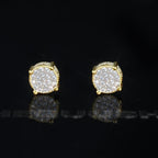 925 Sterling Silver Micro-inlay AAA CZ Two-tone Stud Earring
