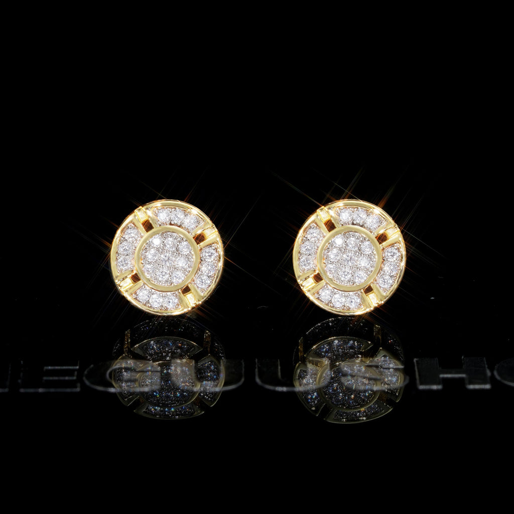 Iced  Yellow Gold-Plated CZ Hiphop Earrings (8mm)