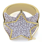 Gold-Plated Micro-inlay CZ Pentagram Ring