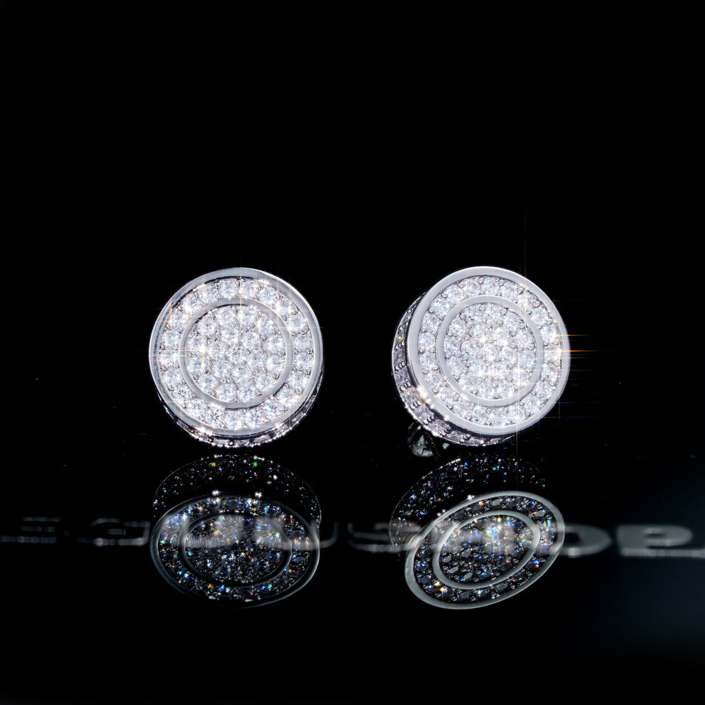 Cubic Zirconia #Cylindrical# Hip-hop Stud Earrings