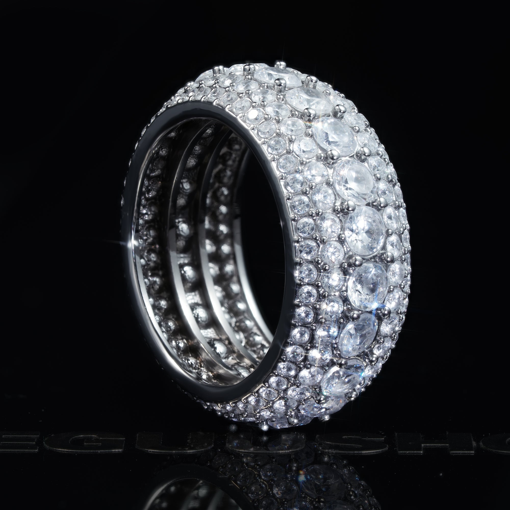 UPDATED 2019 Micro-inlay CZ  Five Rows Ring