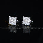 8mm BlingBling Iced  CZ  Square Hip Hop Stud Earring