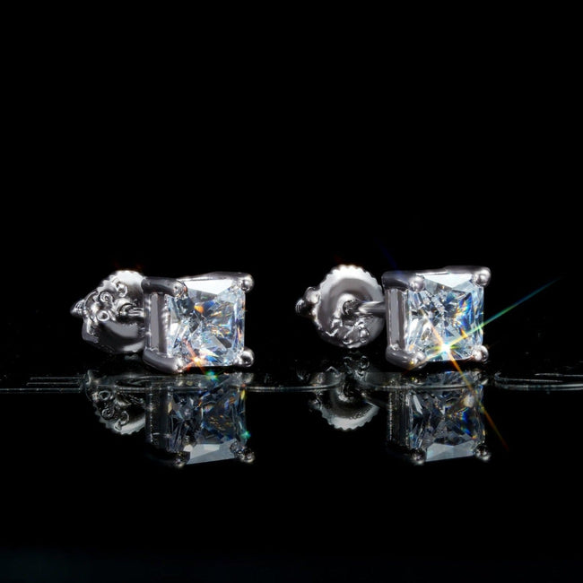 4mm  Square  18K Yellow Gold-Plated  AAA CZ Iced  Stud Earring Main Image