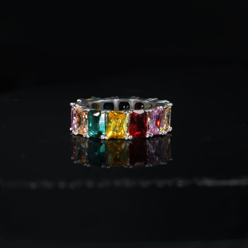 LIMITED STOCK!Gold-Plated  Micro-inlay CZ Rainbow Ring
