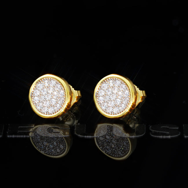 Gold-Plated Micro-inlay CZ  Round Stud Earring Hover Image