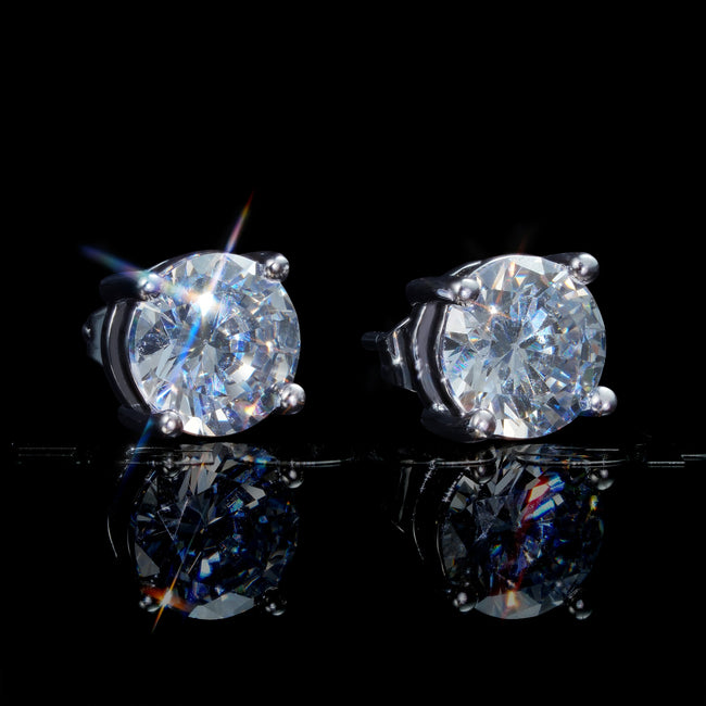 Iced Cubic Zirconia  Gold-Plated/silver Earrings (8mm) Main Image