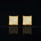 Gold-Plated CZ Copper  Square Stud Earring