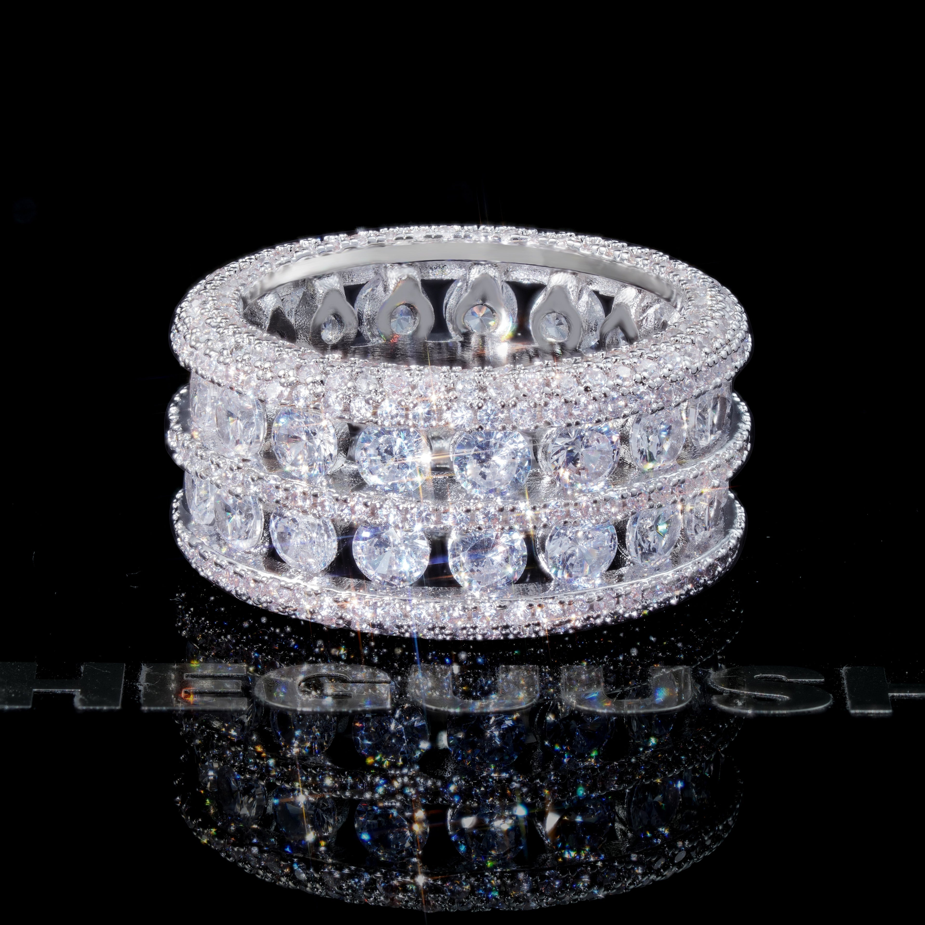 18k Gold-Plated CZ Double Hollow Row Hip Hop Ring