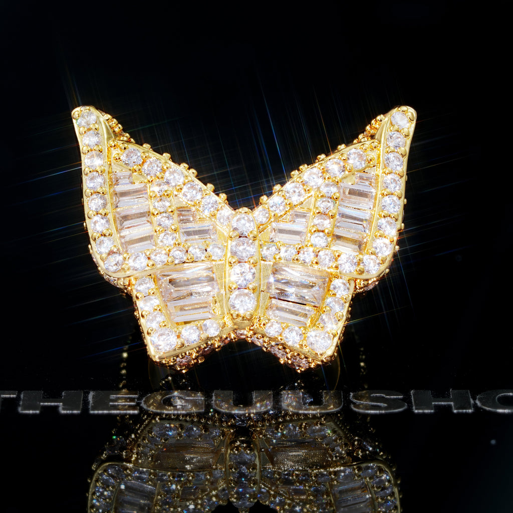 Gold-Plated Micro-inlay AAA CZ Butterfly Ring