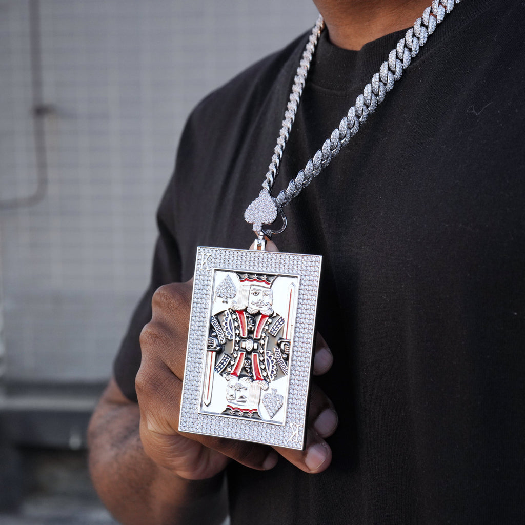 Iced Solid Large Royal King Poker Necklace