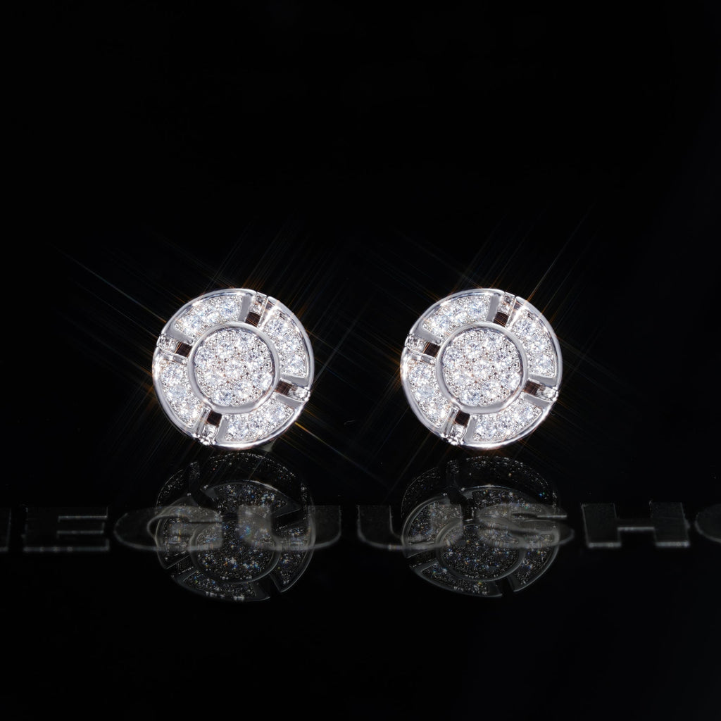 Iced  Yellow Gold-Plated CZ Hiphop Earrings (8mm)