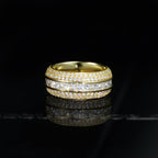 Iced  AAA CZ  18K Yellow Gold-Plated  Five Rows  Hollow Ring