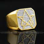 Iced Gold-Plated  CZ  Geometry Hip Hop Ring