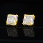 Iced Hip Hop  CZ Gold-Plated  Square Punk Stud Earring 11mm
