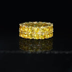9mm  Iced 18K Yellow Gold-Plated AAA CZ Iced  Double Row Ring