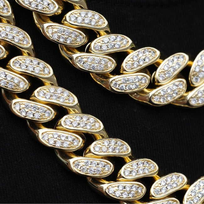 19mm Box Clasp Iced Cuban Link Chain in 18K Gold Main Image