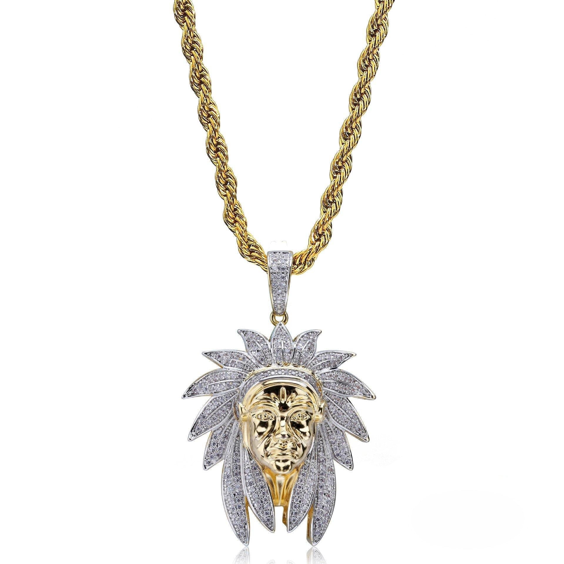 Official Limited  Gold-Plated Two-tone Indian Chief Pendant