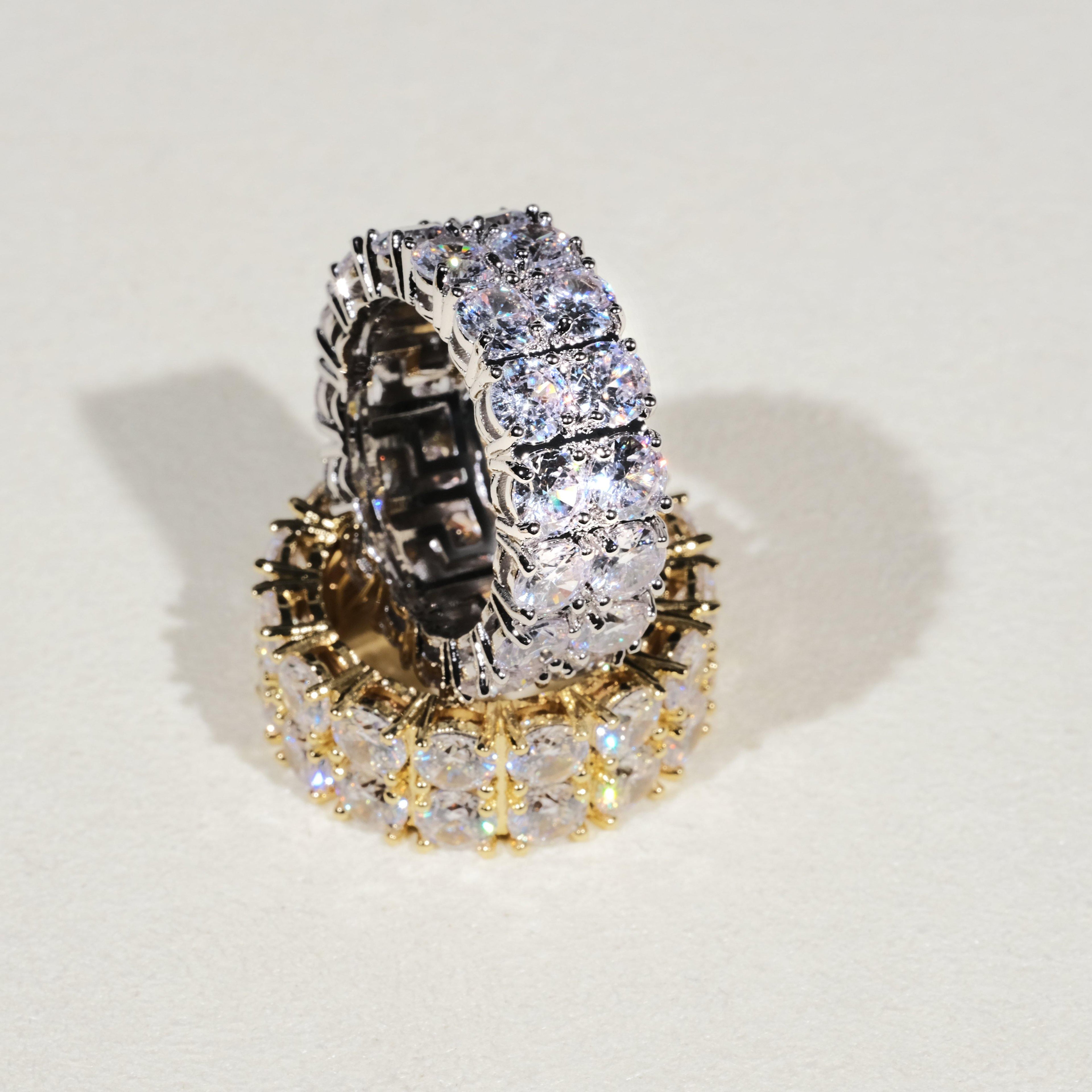 Micro-inlay CZ Double Row Ring