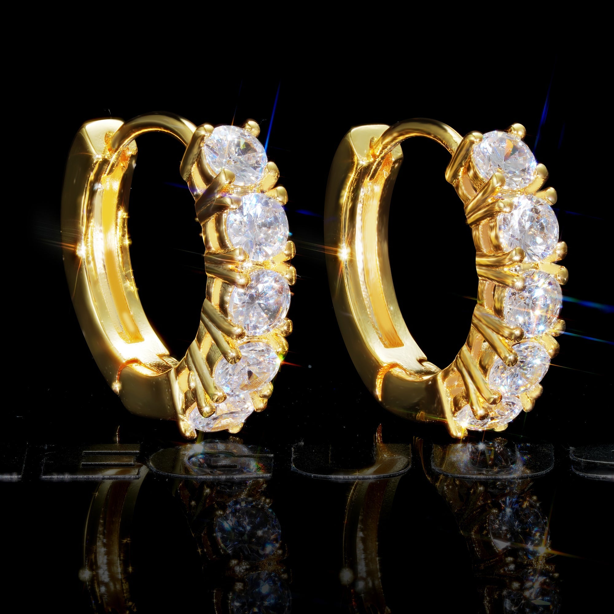 Official Limited 18K Gold-Plated AAA CZ Hinge Earring