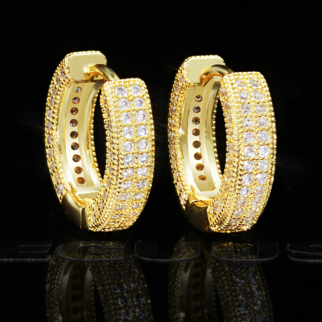 NEW ARRIVAL! 18K Gold-Plated Hip Hop AAA CZ  Earring