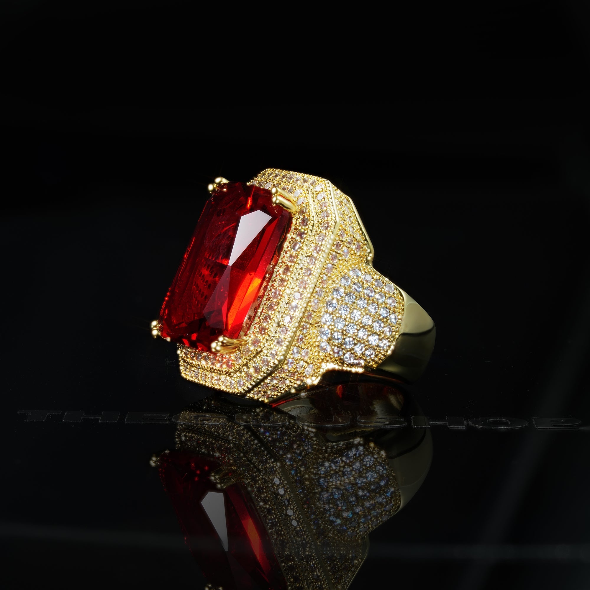 UPDATED 2019 18K Gold-Plated Micro-inlay Gem AAA CZ  Ring