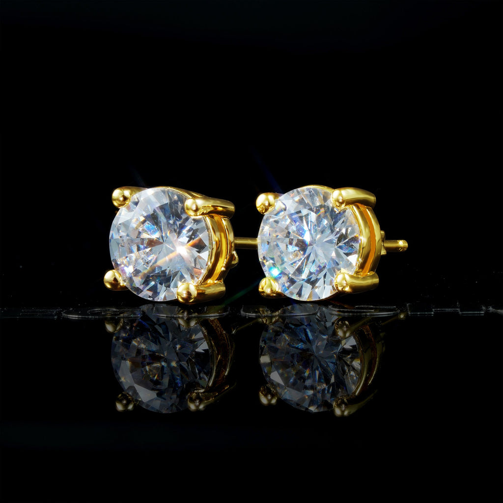 Iced Cubic Zirconia  Gold-Plated/silver Earrings (8mm)