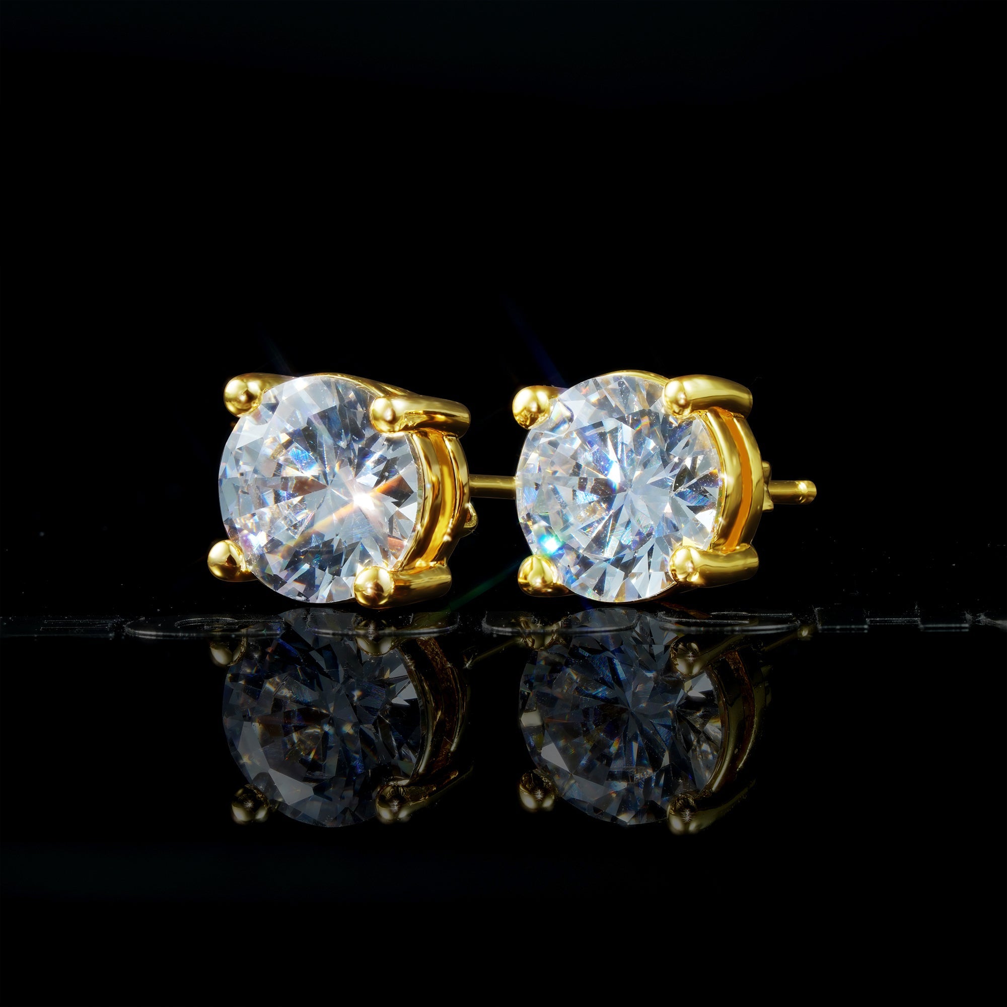 Iced Cubic Zirconia  Gold-Plated/silver Earrings (8mm)
