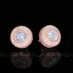 Gold Plated Iced Round Shape 12mm Hip Hop Earrings