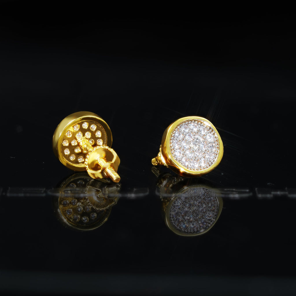 Gold-Plated Micro-inlay CZ  Round Stud Earring