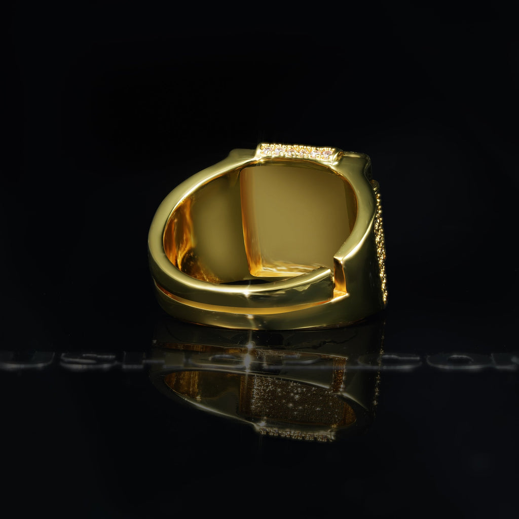 18k White & Yellow Gold-Plated CZ Hip Hop Ring