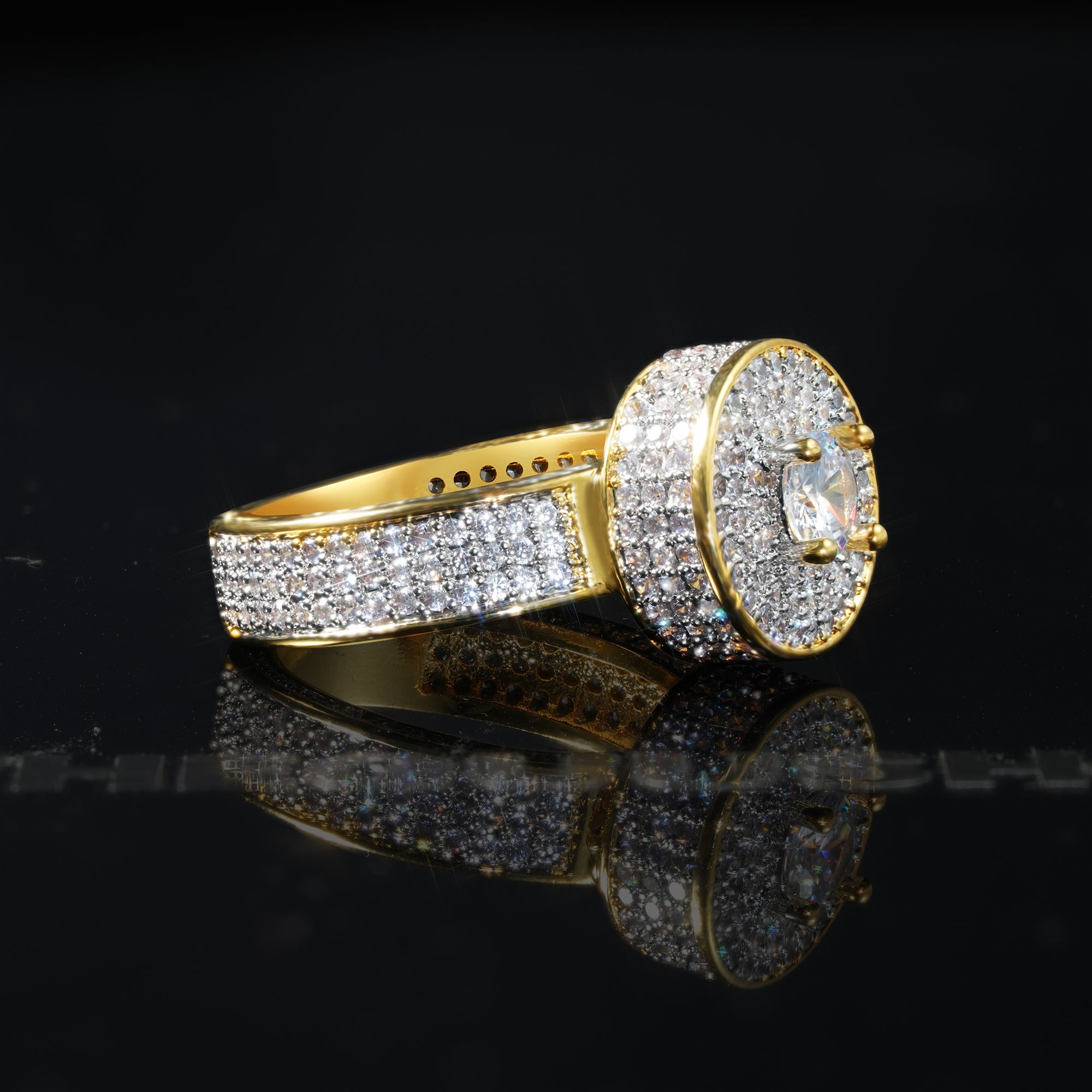 Iced CZ Diamond Gold Ring