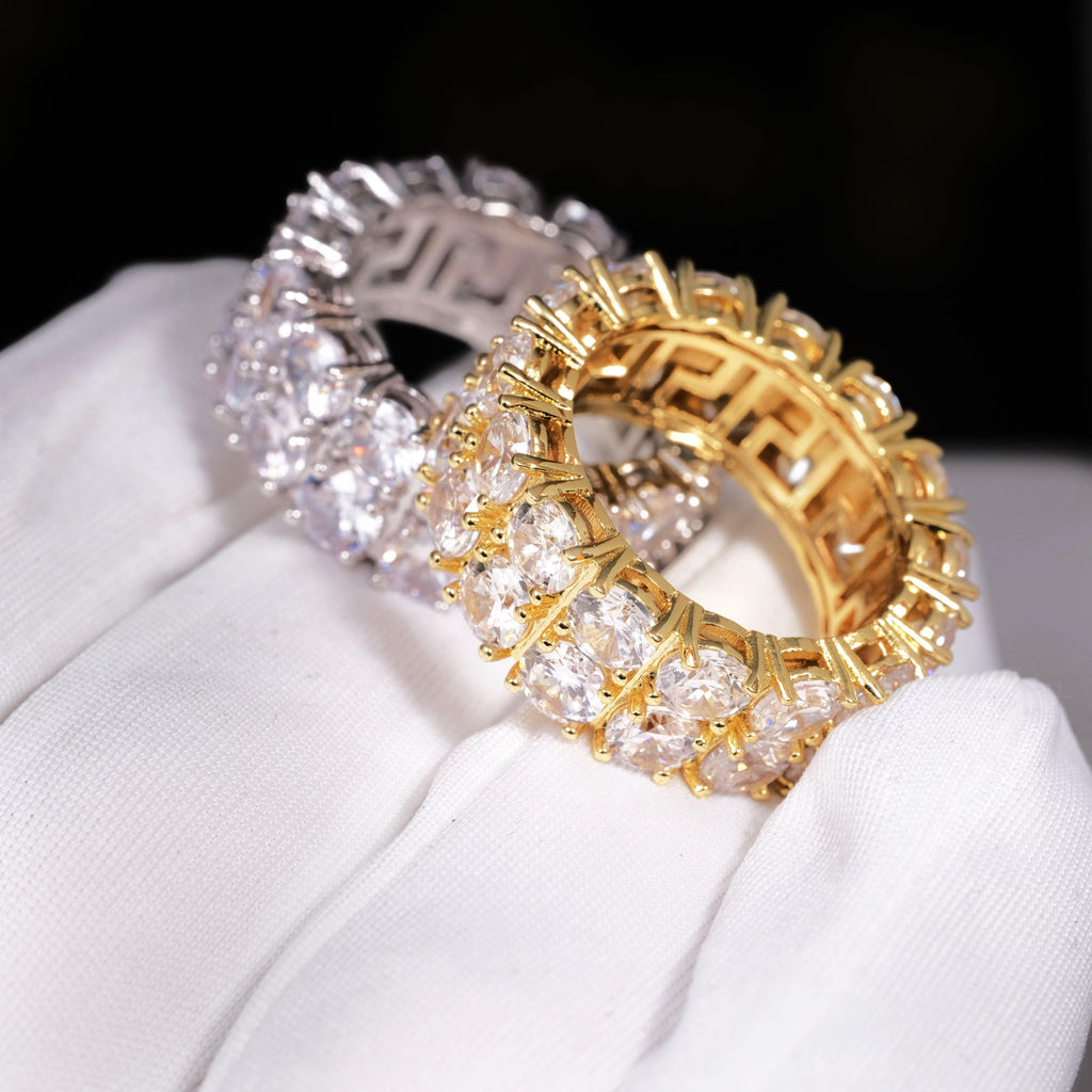 Micro-inlay CZ Double Row Ring