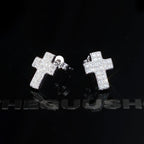 Gold-Plated CZ Cross Hip Hop Stud Earring
